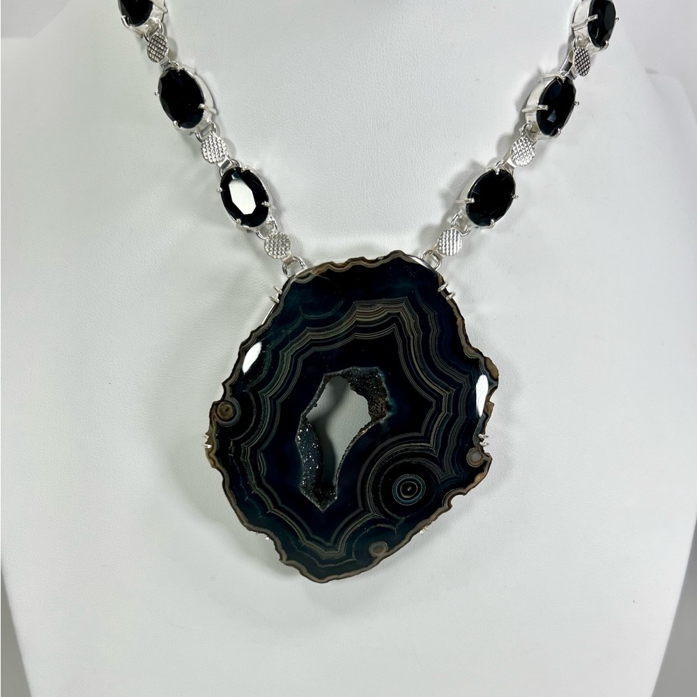 Massive Black 925 Solar Quartz Necklace ONLY